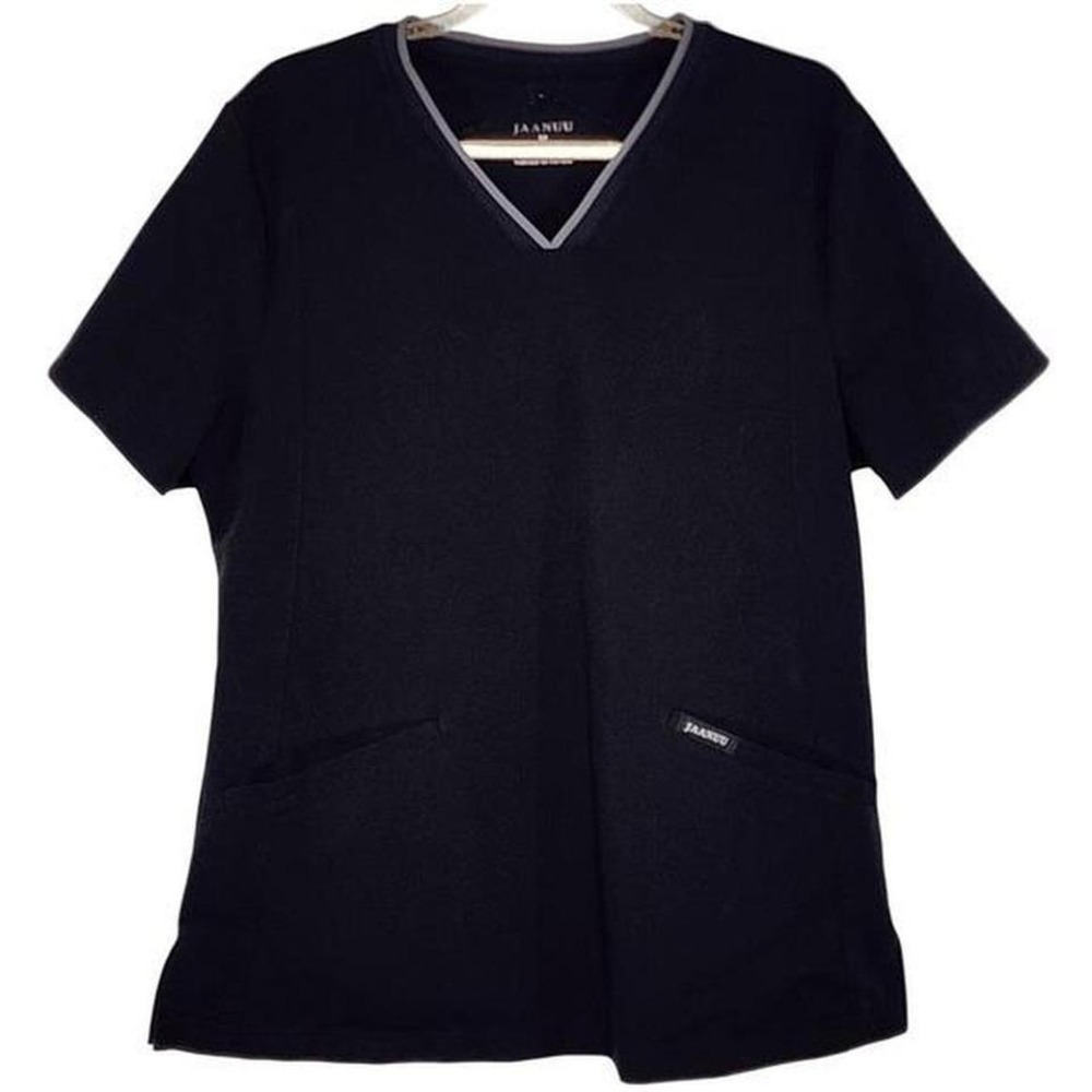 Jaanuu J96214 V-Neck Scrub Top Medical Uniform Shirt Black Size Medium‎